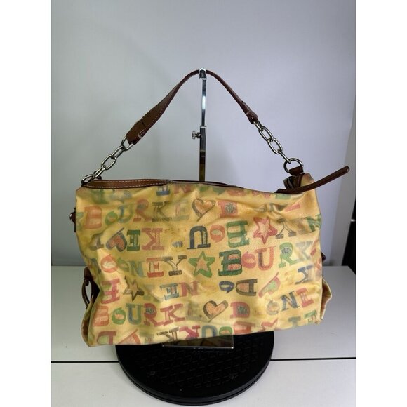 VTG Dooney & Bourke Colorful Alphabet Print Women's Bag (yellowed PVC) - Picture 1 of 13